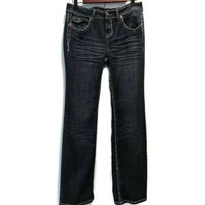 Division E Womens Jeans Distressed Bootcut Thick Stitching Flip Pockets 30X32